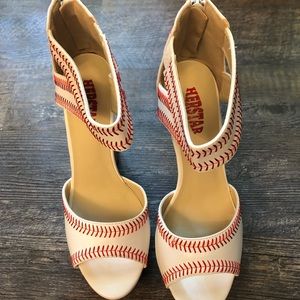 Herstar Baseball Wedge Platform Sandals